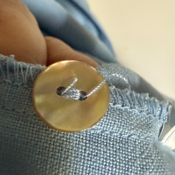 Democracy Blue Linen Button Front Blouse Embroidery Plus‎ Size 3X Lagenlook - Picture 12 of 15